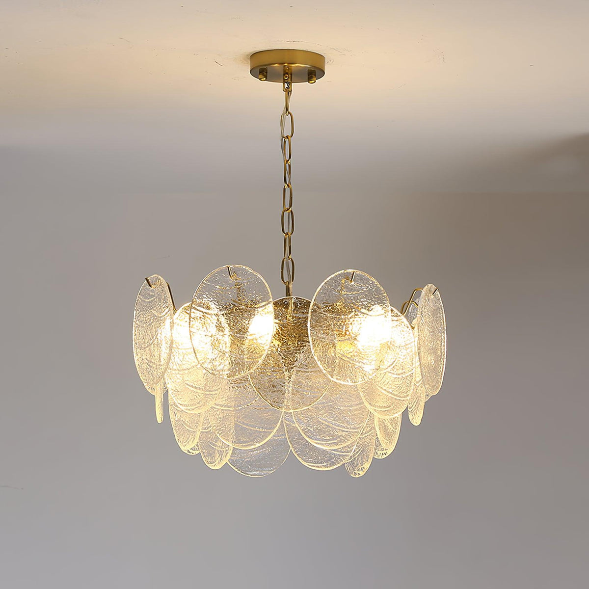 Eirenian Kronleuchter Glas Disc Gold