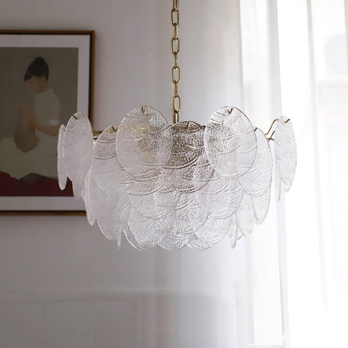 Eirenian Kronleuchter Glas Disc Gold