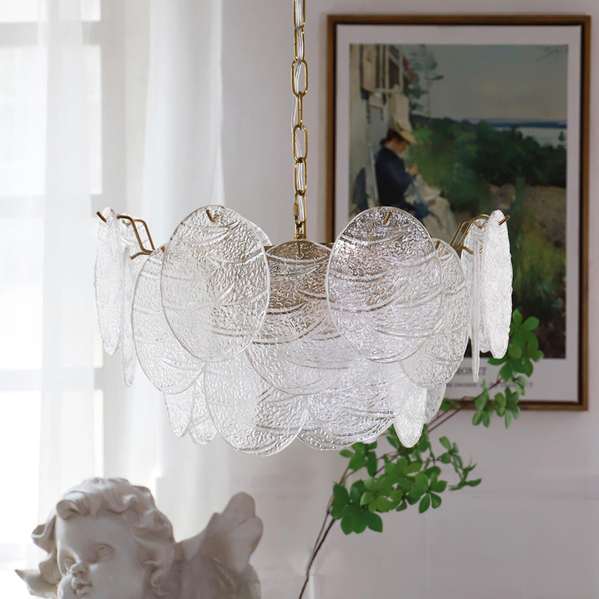 Eirenian Kronleuchter Glas Disc Gold