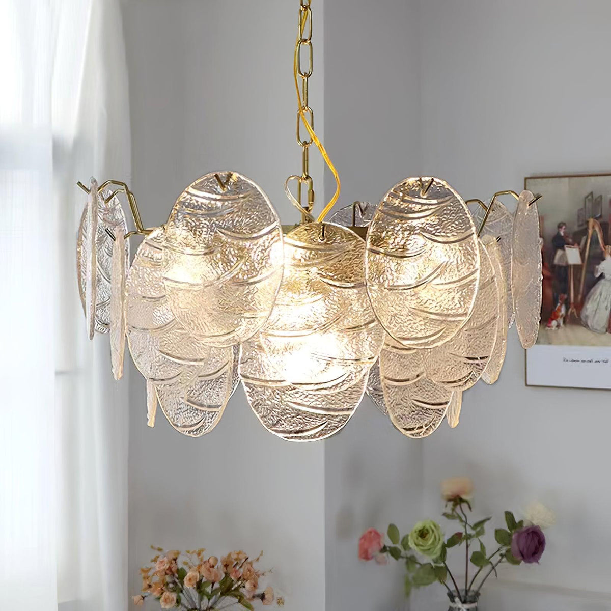 Eirenian Kronleuchter Glas Disc Gold