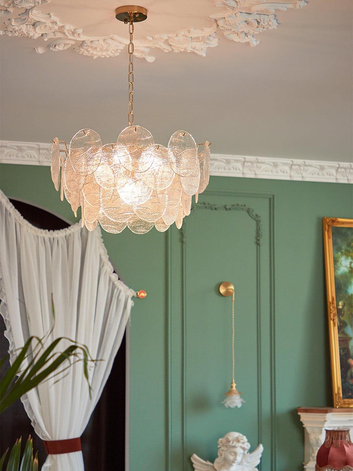 Eirenian Kronleuchter Glas Disc Gold
