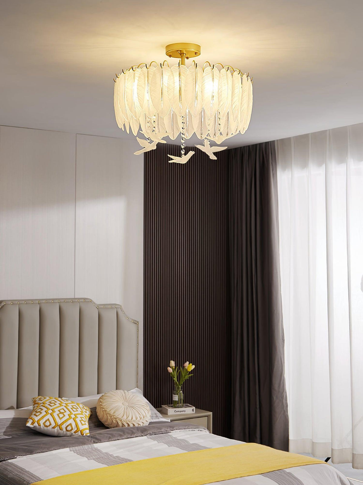 Eiriselle Deckenleuchte Glasfeder Vogel Elegant
