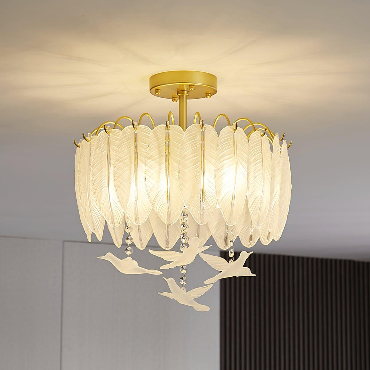 Eiriselle Deckenleuchte Glasfeder Vogel Elegant