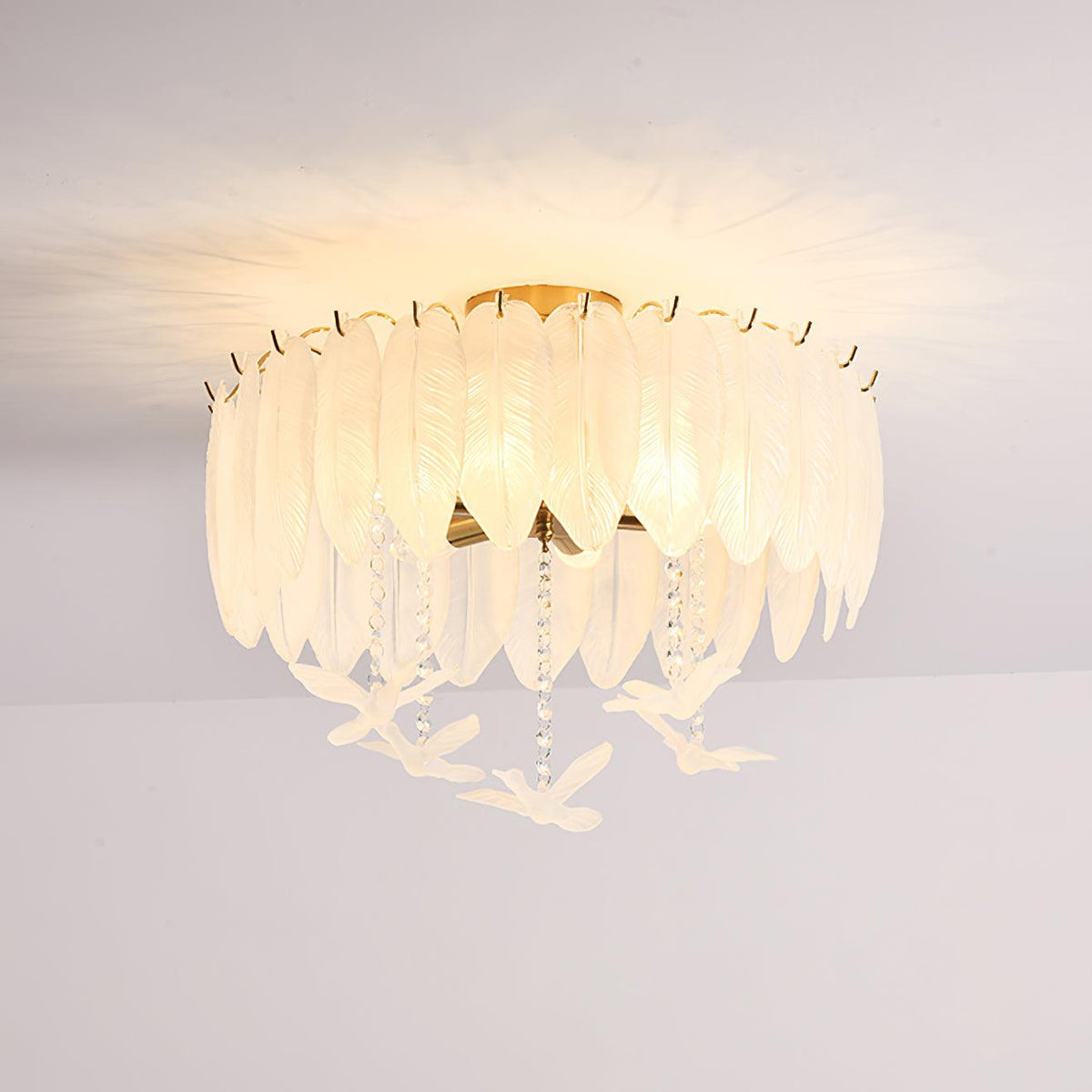 Eiriselle Deckenleuchte Glasfeder Vogel Elegant