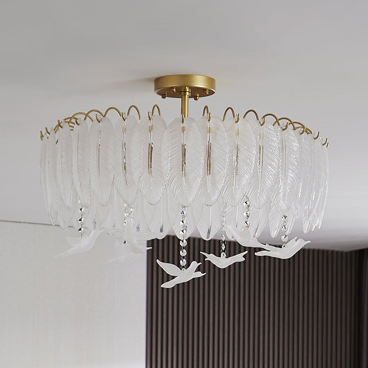 Eiriselle Deckenleuchte Glasfeder Vogel Elegant