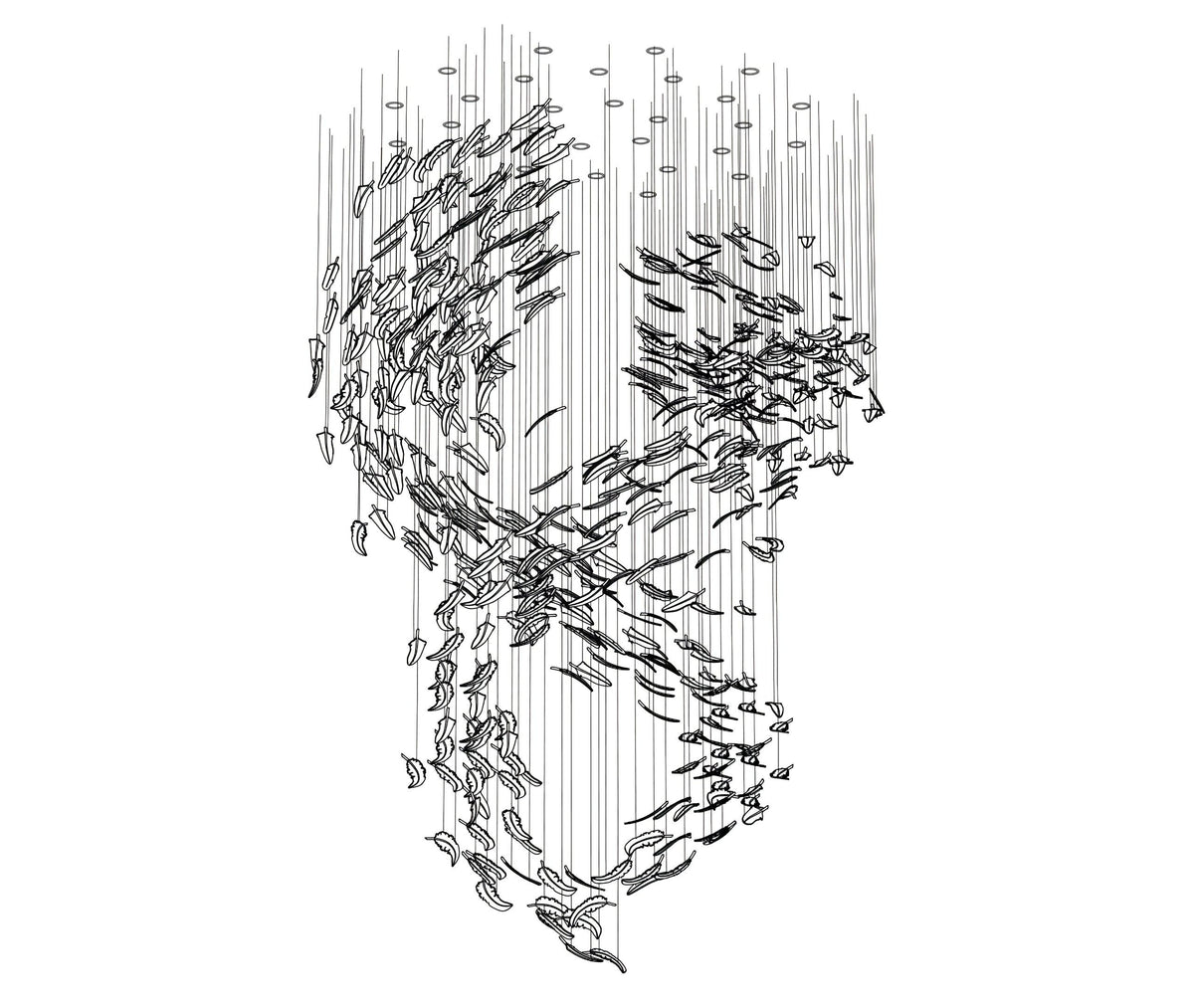 Aetherial Kronleuchter aus Glas mit Blattmotiv