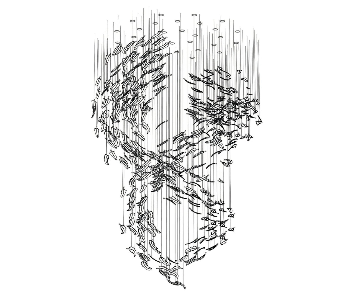 Aetherial Kronleuchter aus Glas mit Blattmotiv