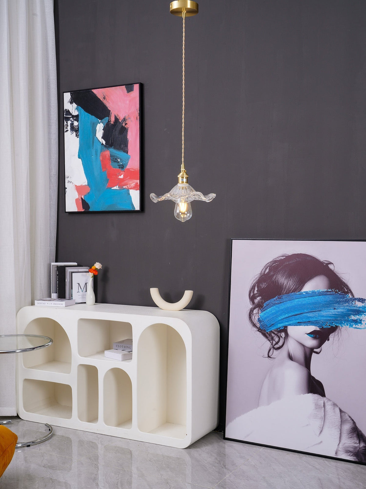 Lioralina Pendelleuchte aus Messing und Glas im Vintage-Stil
