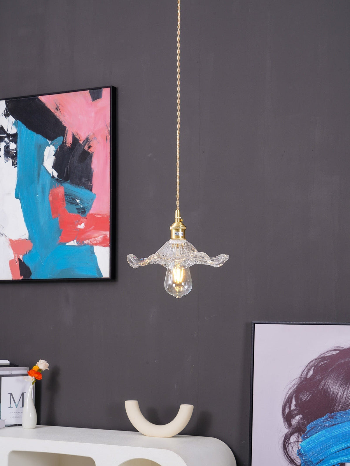Daphne moderne Pendelleuchte aus Glas in Blumenform
