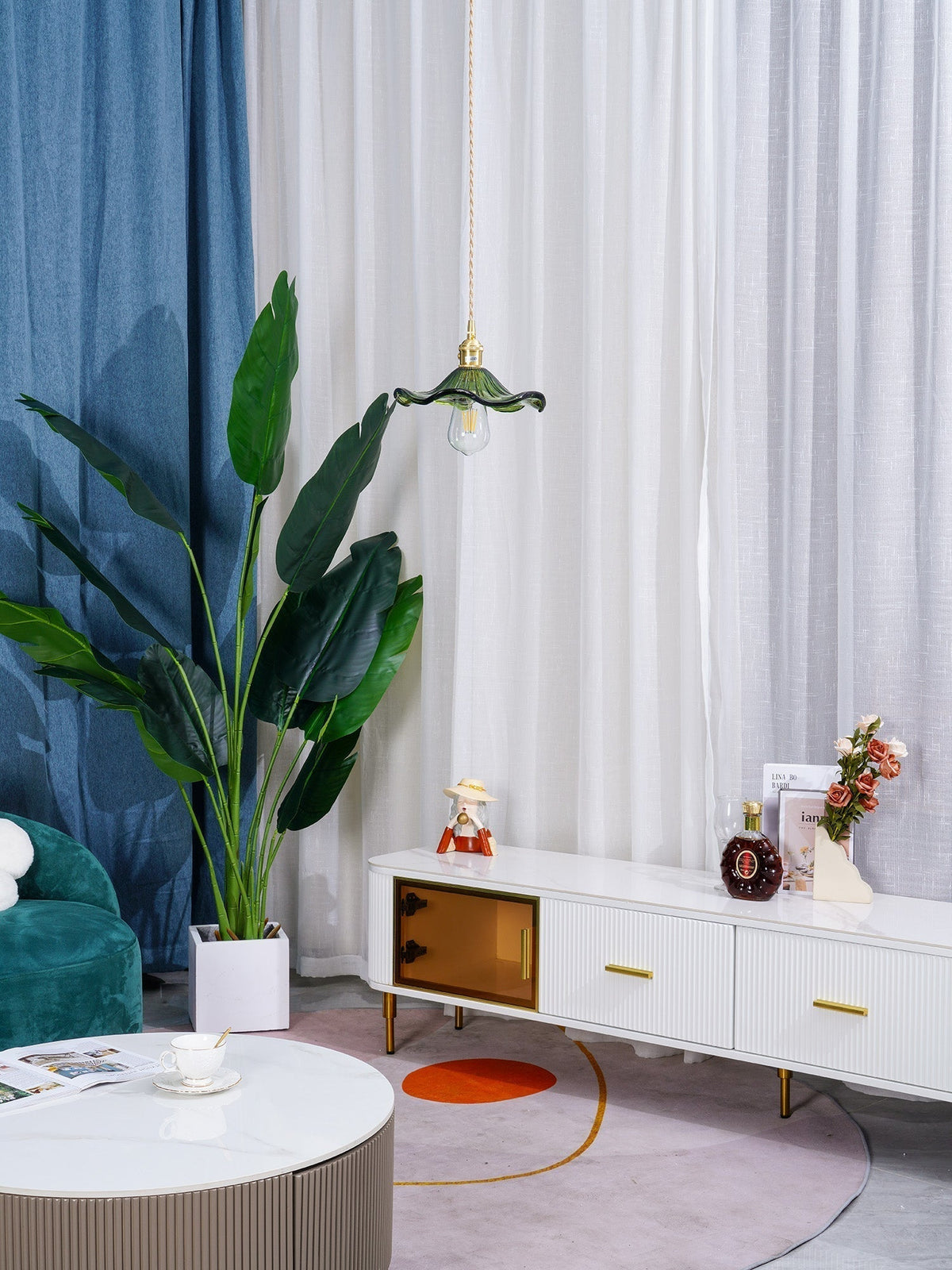 Lioralina Pendelleuchte aus Messing und Glas im Vintage-Stil