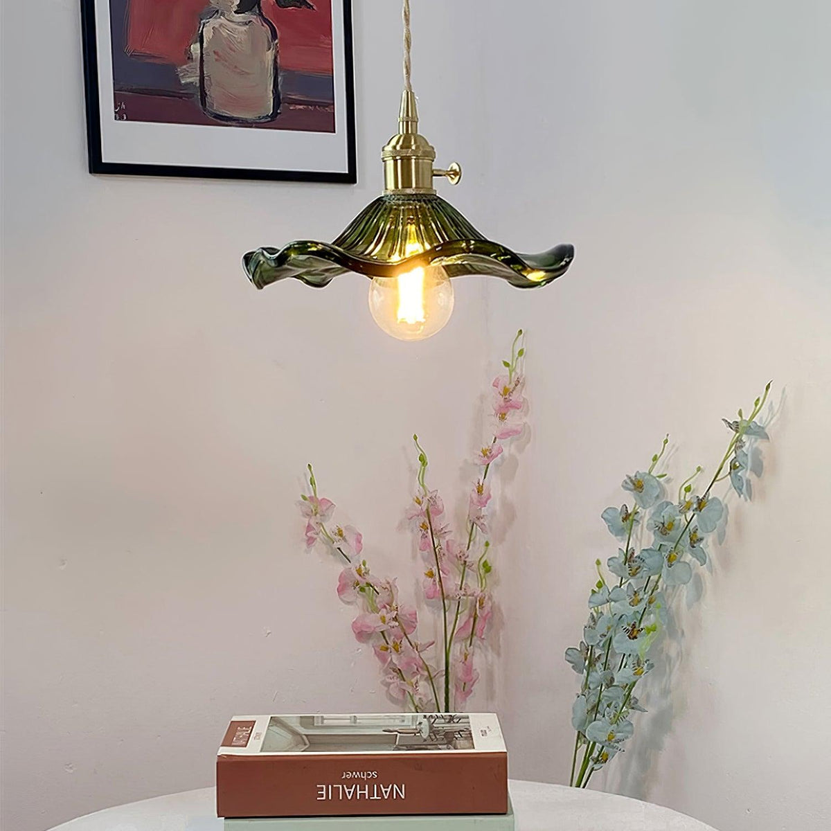 Lioralina Pendelleuchte aus Messing und Glas im Vintage-Stil