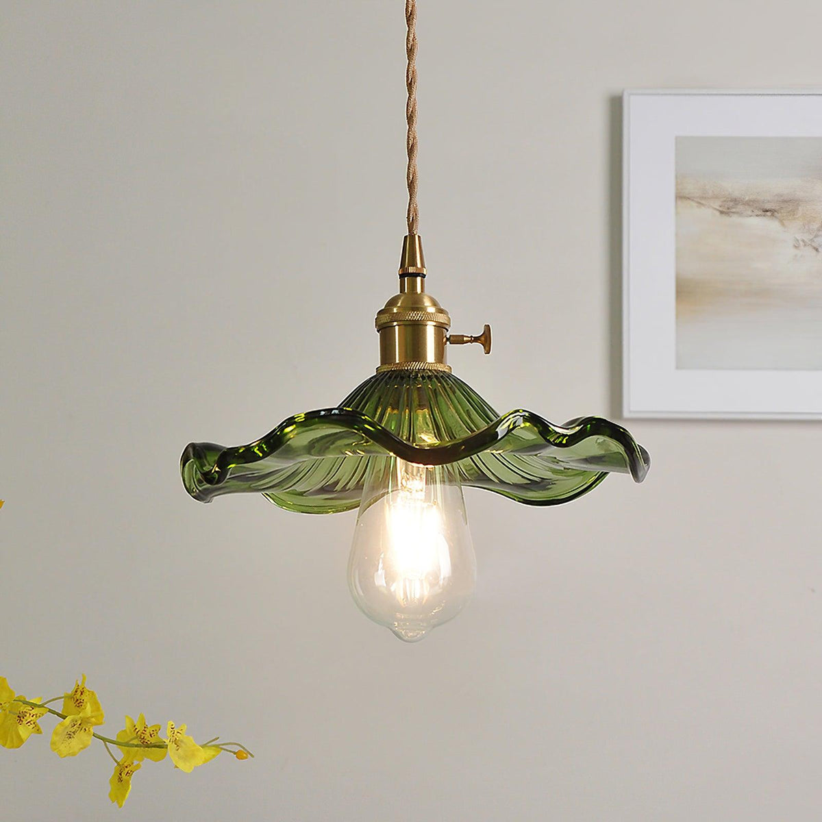 Lioralina Pendelleuchte aus Messing und Glas im Vintage-Stil