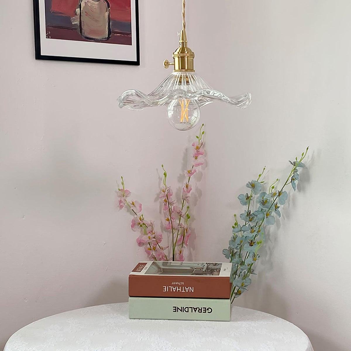 Daphne moderne Pendelleuchte aus Glas in Blumenform