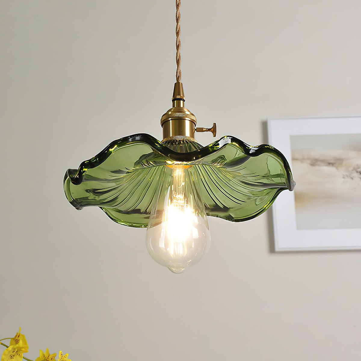 Lioralina Pendelleuchte aus Messing und Glas im Vintage-Stil