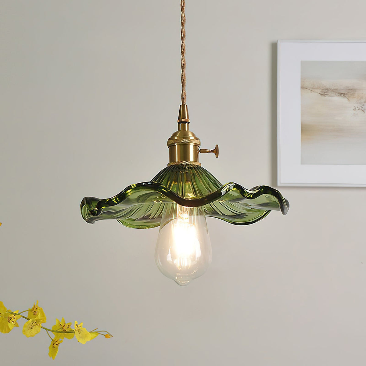 Lioralina Pendelleuchte aus Messing und Glas im Vintage-Stil