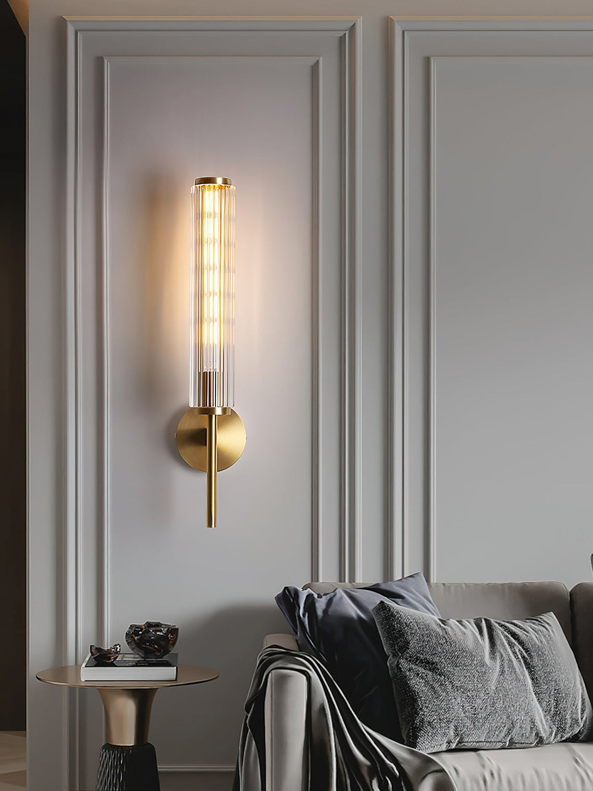 Faylen Premium Linear Messing-Glas-Wandleuchte