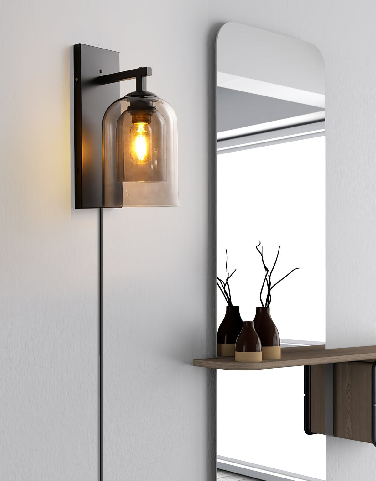 Celerira zeitgenössische Kunst-Glas-Wandleuchte in Tubular-Form mit Stecker | Cielum