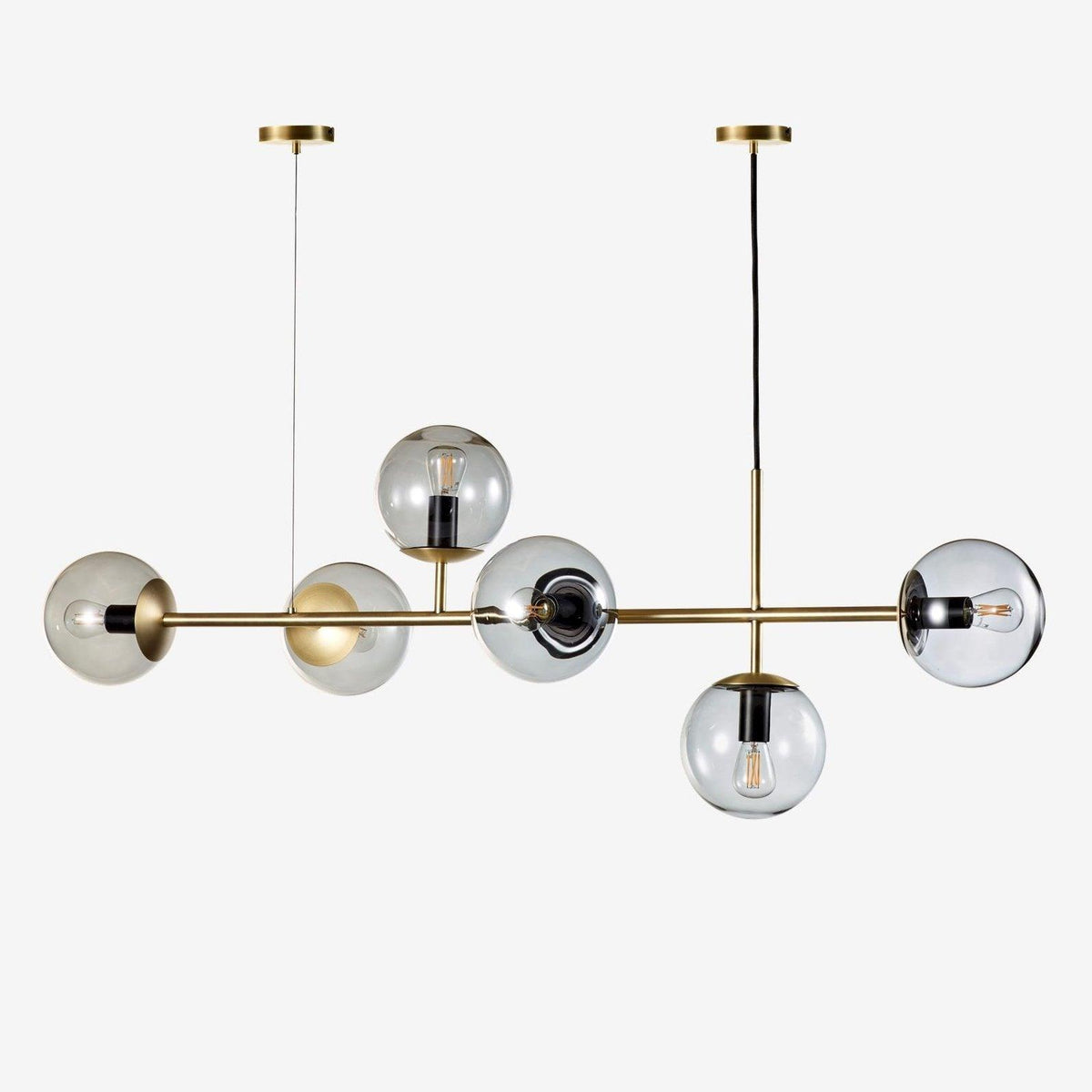 Yorvin Pendelleuchte Orb Messing Glas für Wohnzimmer