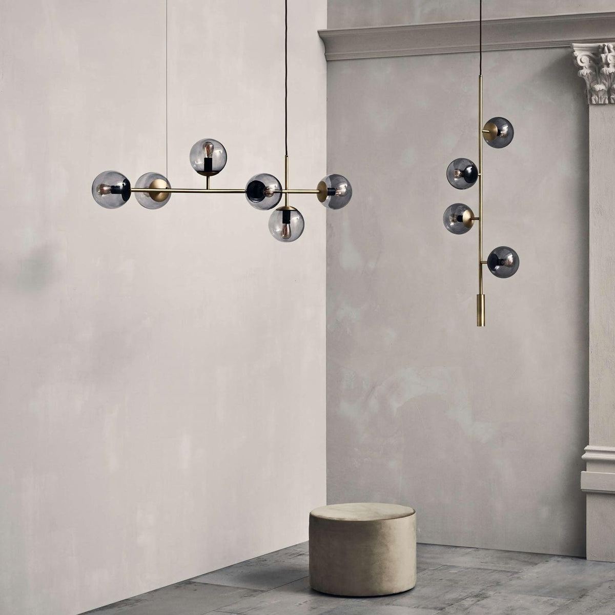 Yorvin Pendelleuchte Orb Messing Glas für Wohnzimmer