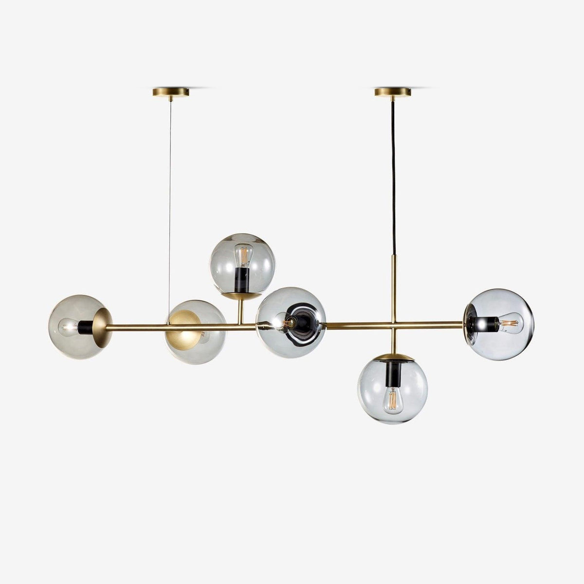Yorvin Pendelleuchte Orb Messing Glas für Wohnzimmer
