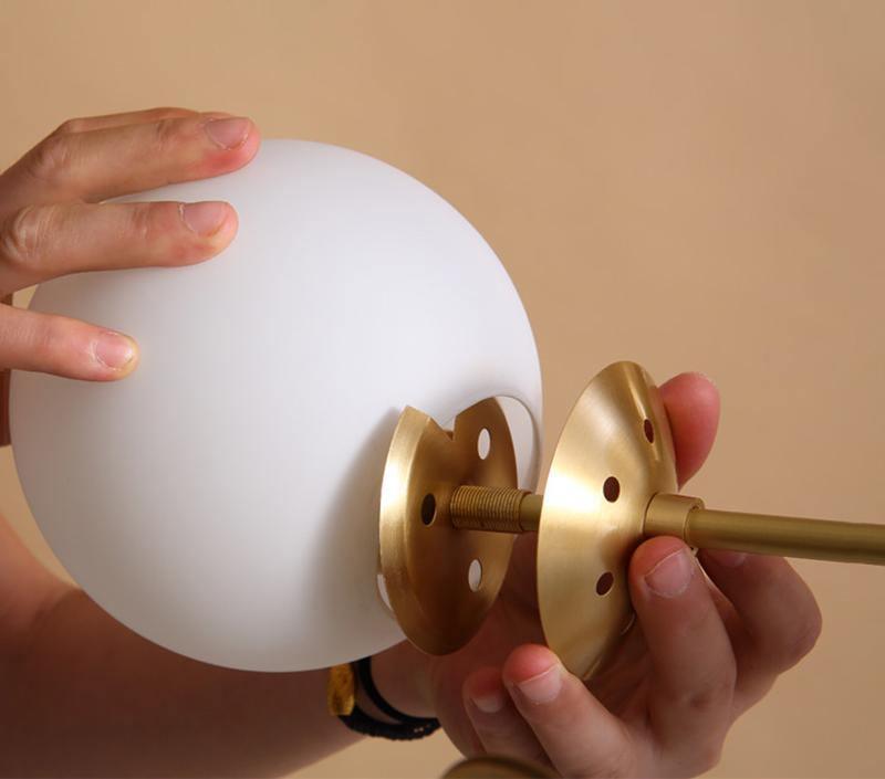Eshlen Kronleuchter Messing Opalglas