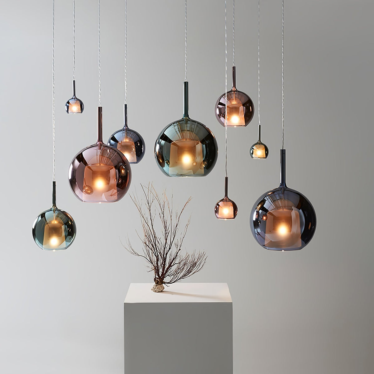 Lioranira Pendelleuchte Rauchglas Transparent Rund