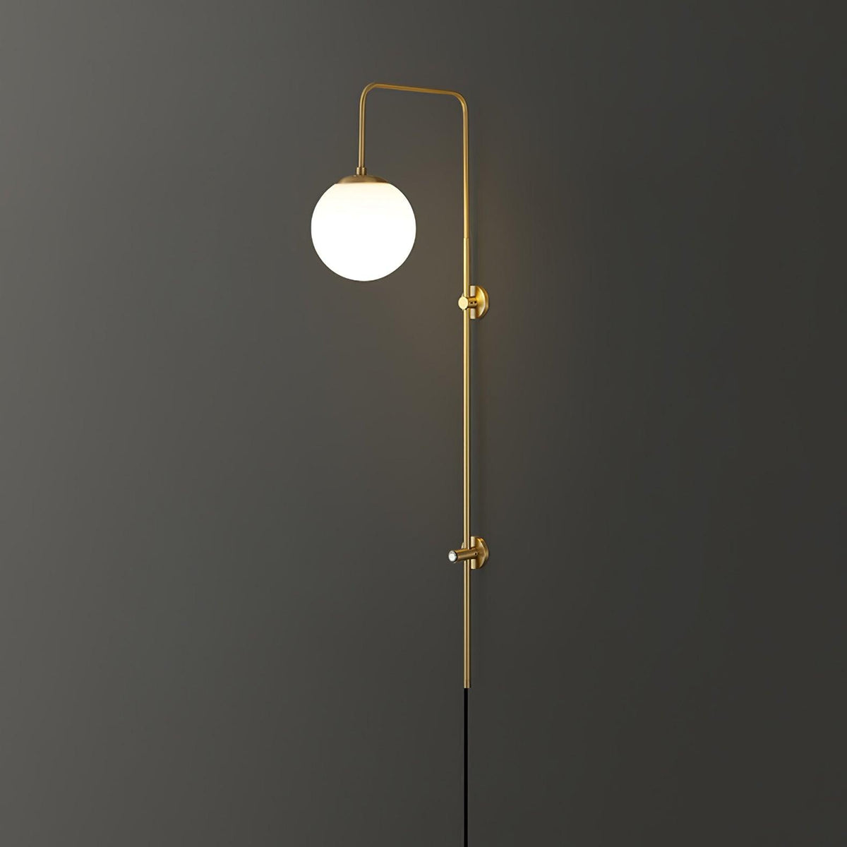 Evshaia Premium Elegance Kugel-Wandleuchte aus Messing mit Glas | US-Stecker