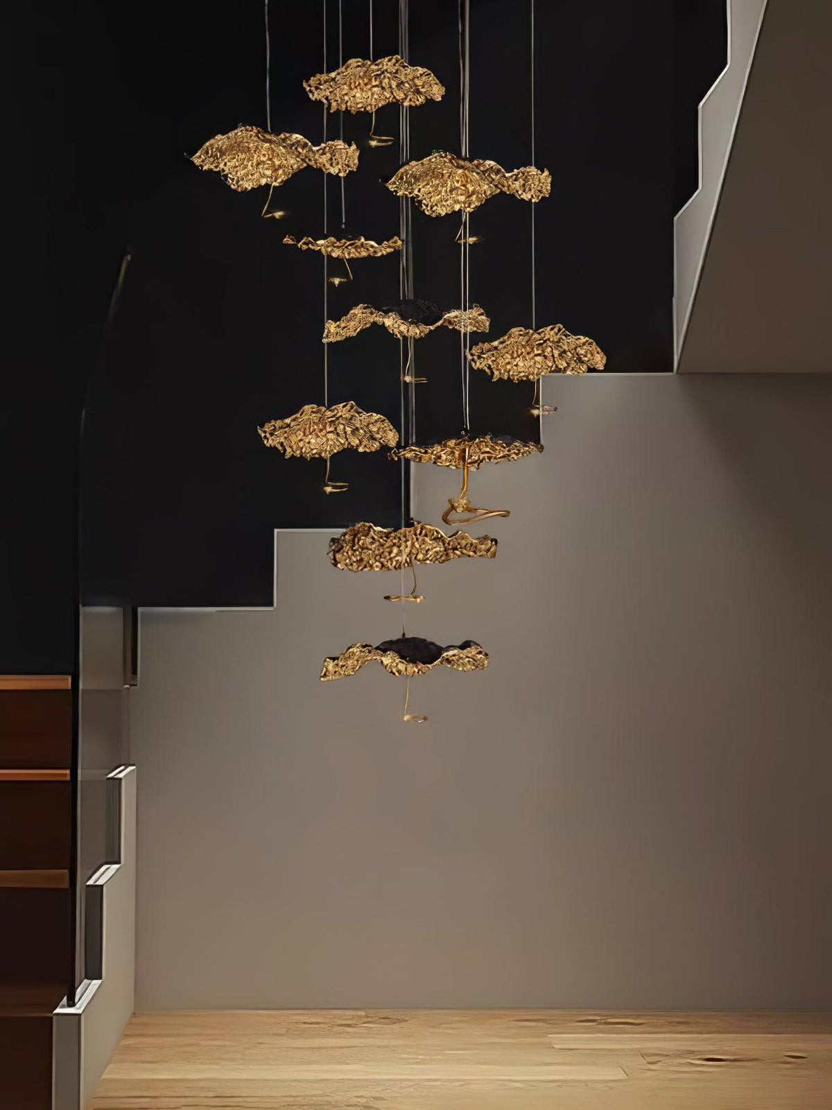 Aureate Cloud Messing Cluster Kronleuchter