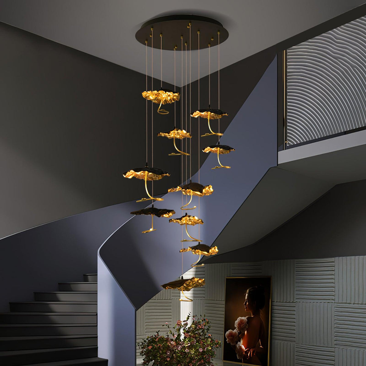 Aureate Cloud Messing Cluster Kronleuchter