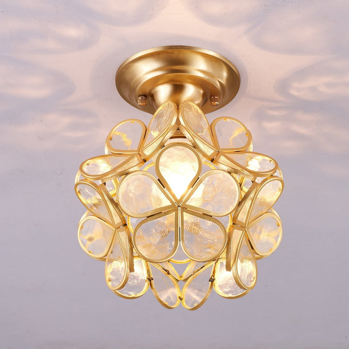 Ullaeiel Postmodern Luxus Bloom Goldene Glas-Deckenleuchte