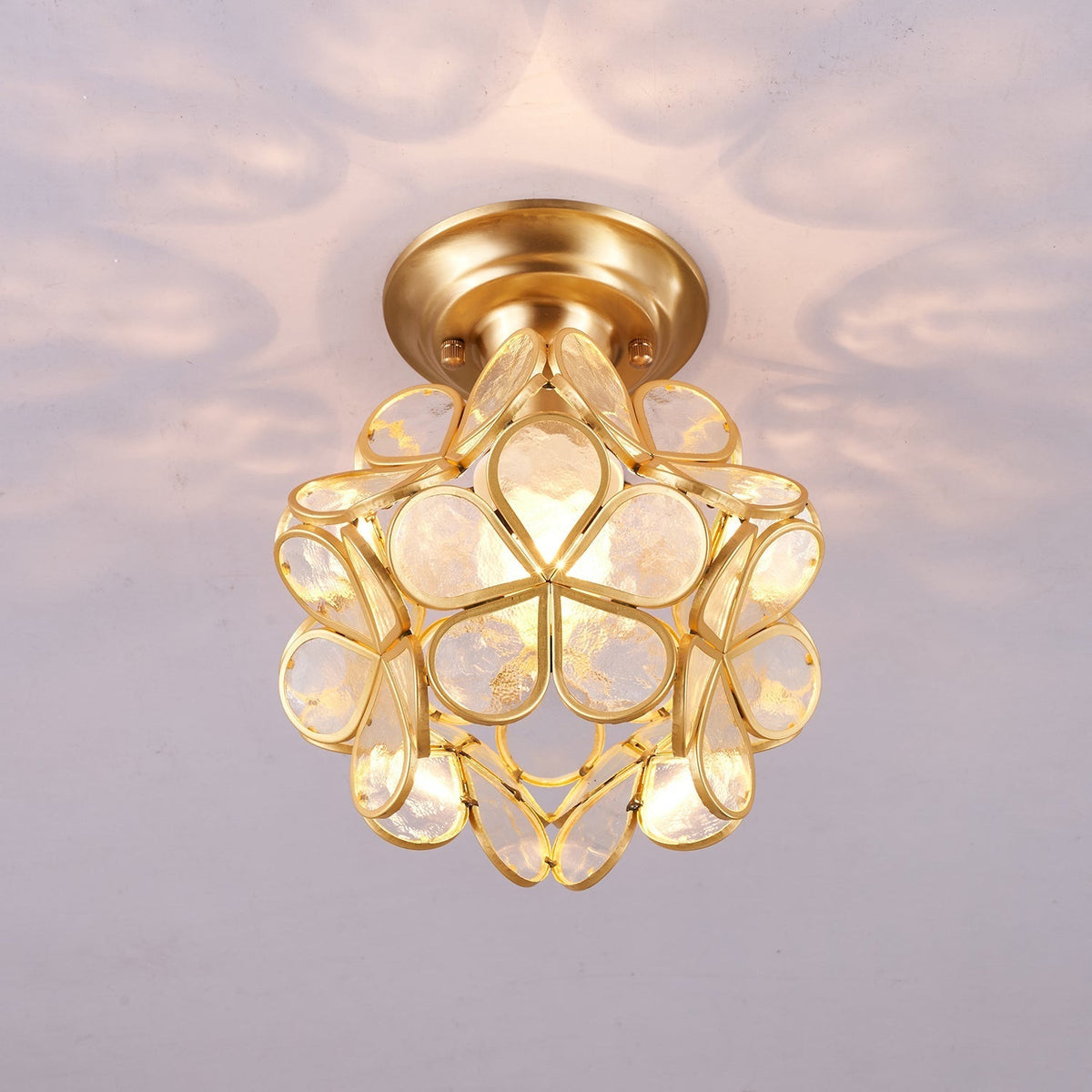 Ullaeiel Postmodern Luxus Bloom Goldene Glas-Deckenleuchte
