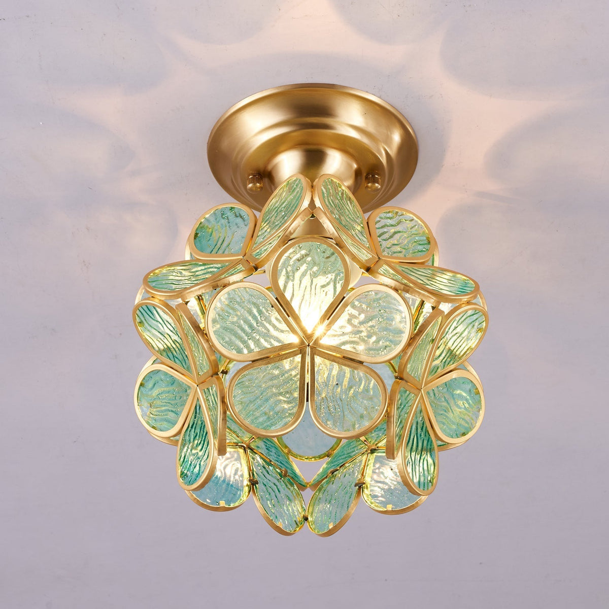 Ullaeiel Postmodern Luxus Bloom Goldene Glas-Deckenleuchte