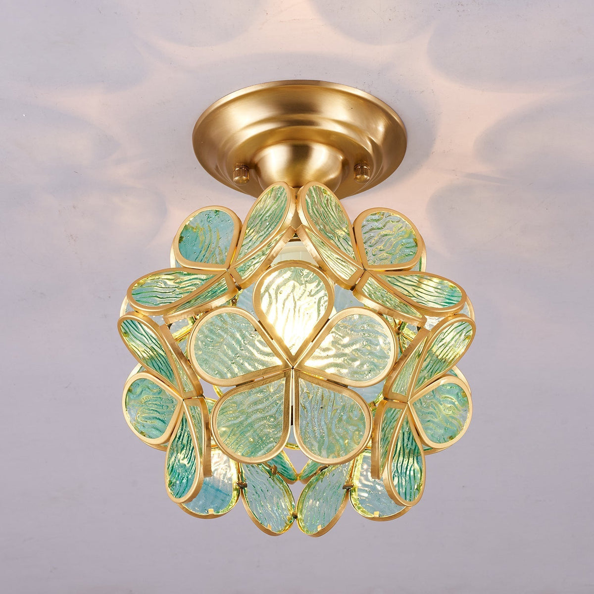 Ullaeiel Postmodern Luxus Bloom Goldene Glas-Deckenleuchte