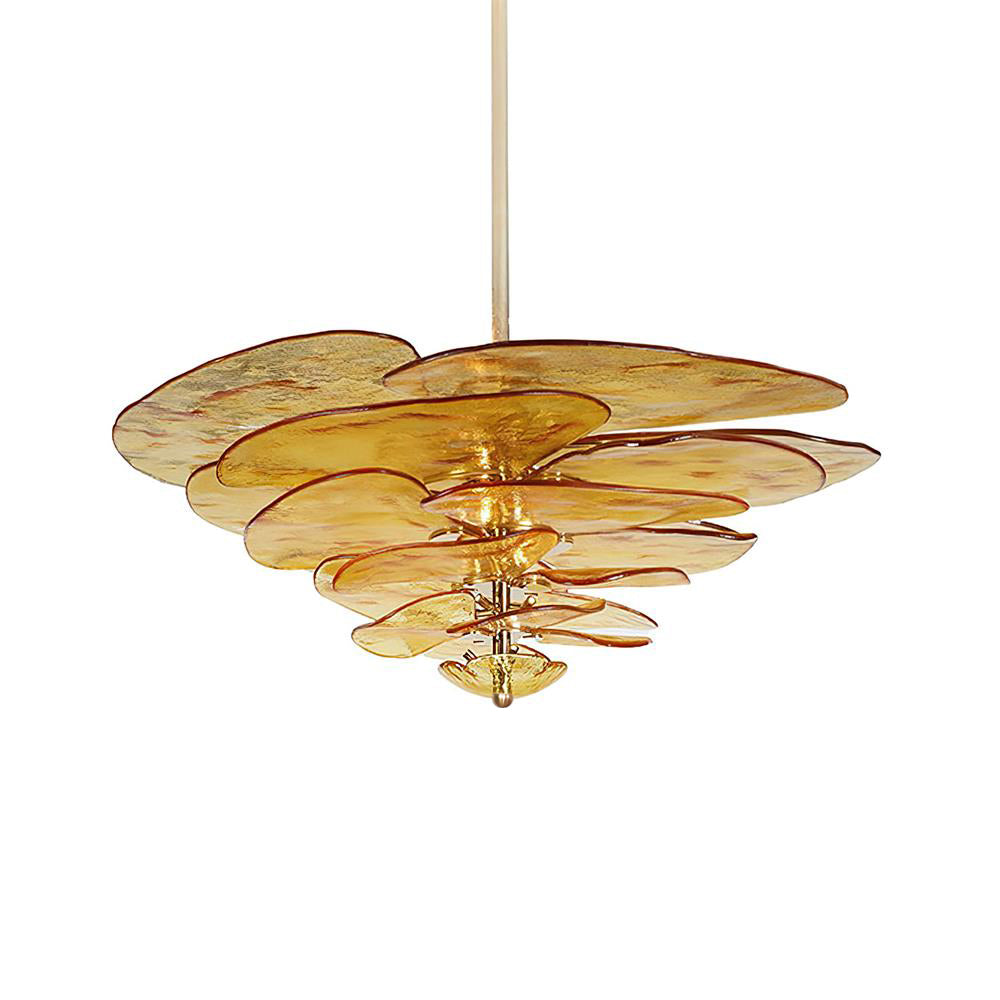 Crivs Kronleuchter Gold Murano-Glas-Blüten-Lagen Luxus
