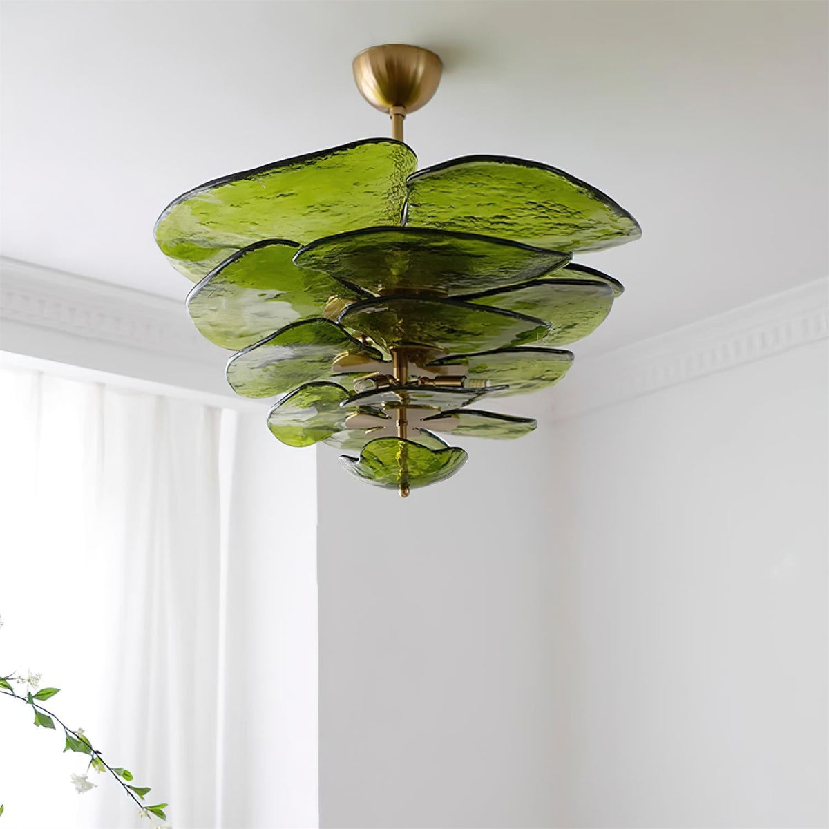 Crivs Kronleuchter Gold Murano-Glas-Blüten-Lagen Luxus