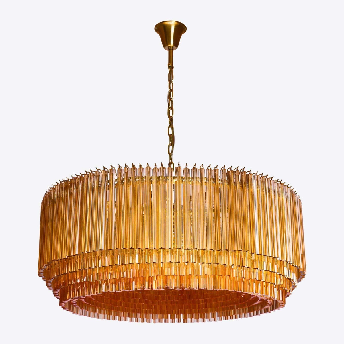 Maren Kronleuchter Bernstein Trommelglas