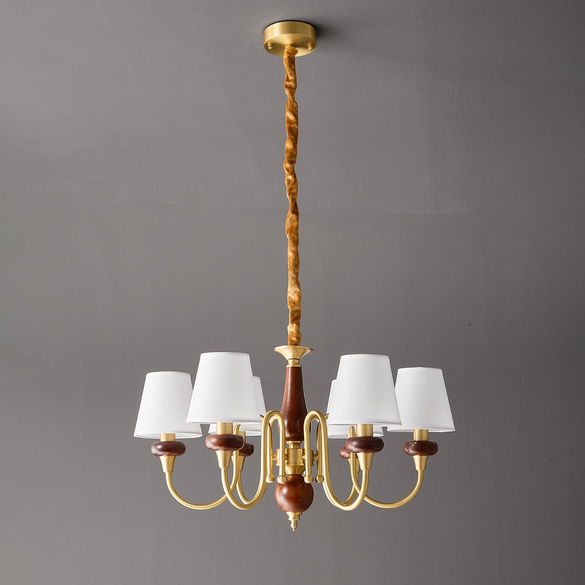 Zovena Kronleuchter Classic Elegance Vintage Stoff Holz