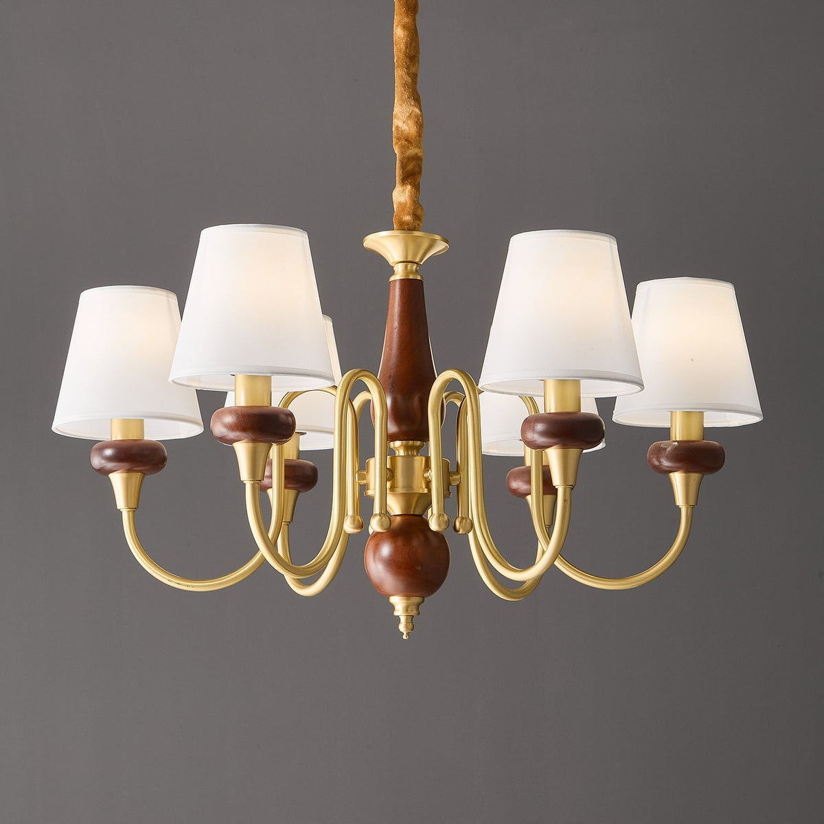 Zovena Kronleuchter Classic Elegance Vintage Stoff Holz