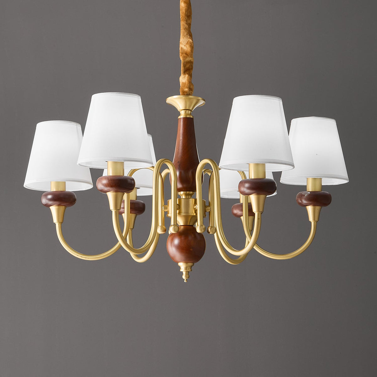 Zovena Kronleuchter Classic Elegance Vintage Stoff Holz