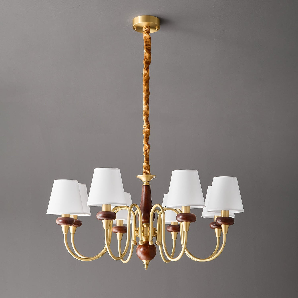 Zovena Kronleuchter Classic Elegance Vintage Stoff Holz