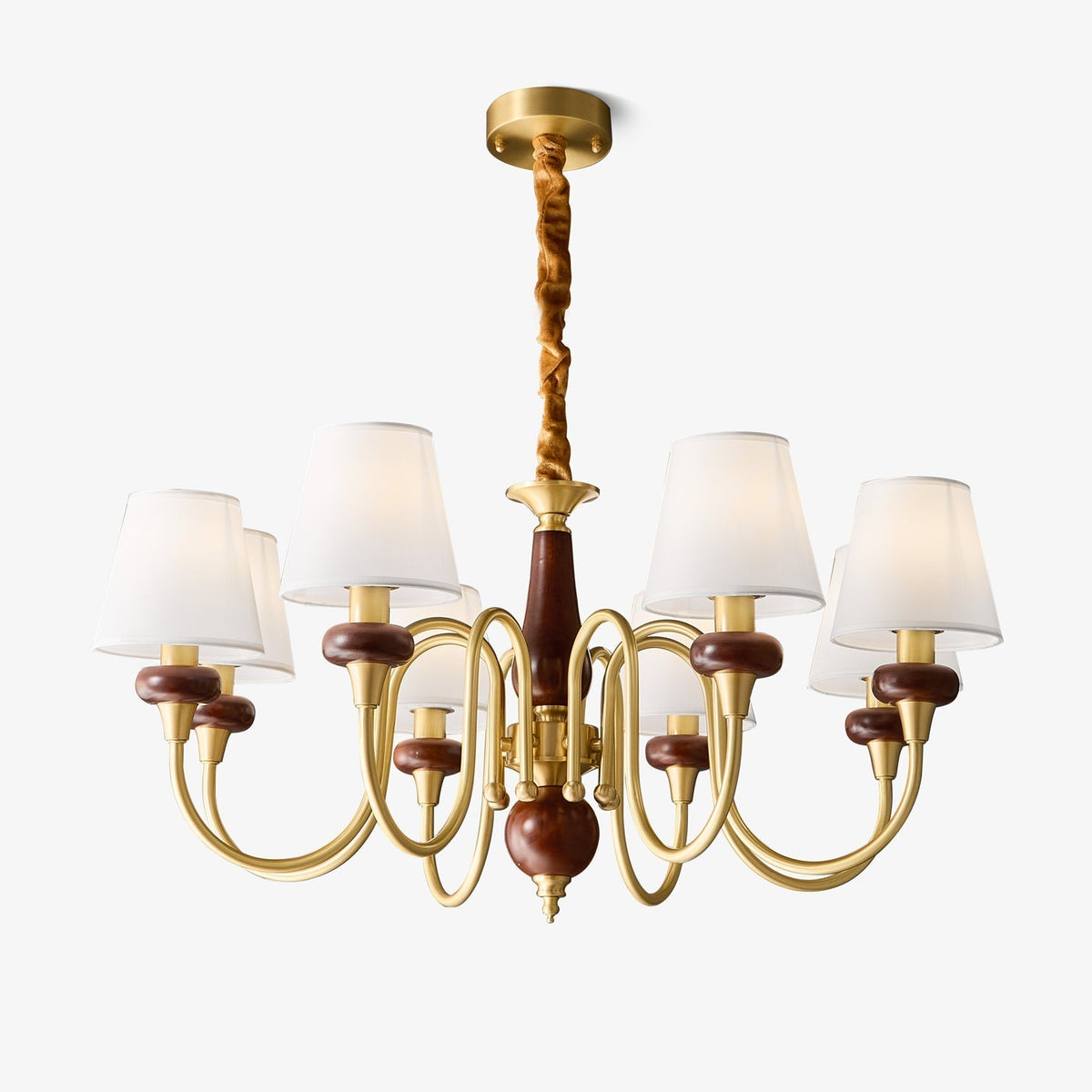 Zovena Kronleuchter Classic Elegance Vintage Stoff Holz
