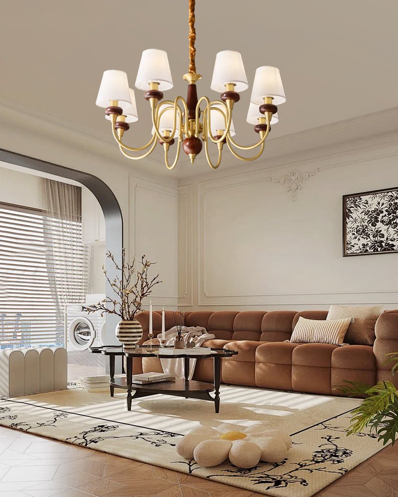 Zovena Kronleuchter Classic Elegance Vintage Stoff Holz