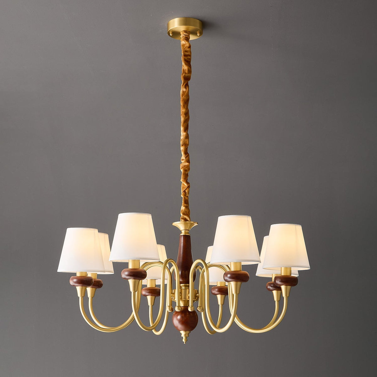 Zovena Kronleuchter Classic Elegance Vintage Stoff Holz