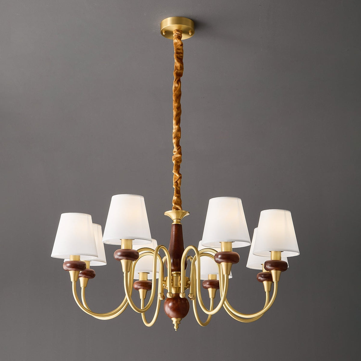 Zovena Kronleuchter Classic Elegance Vintage Stoff Holz