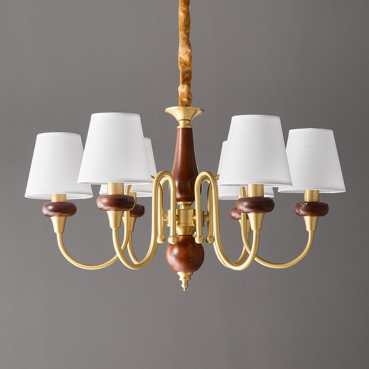Zovena Kronleuchter Classic Elegance Vintage Stoff Holz