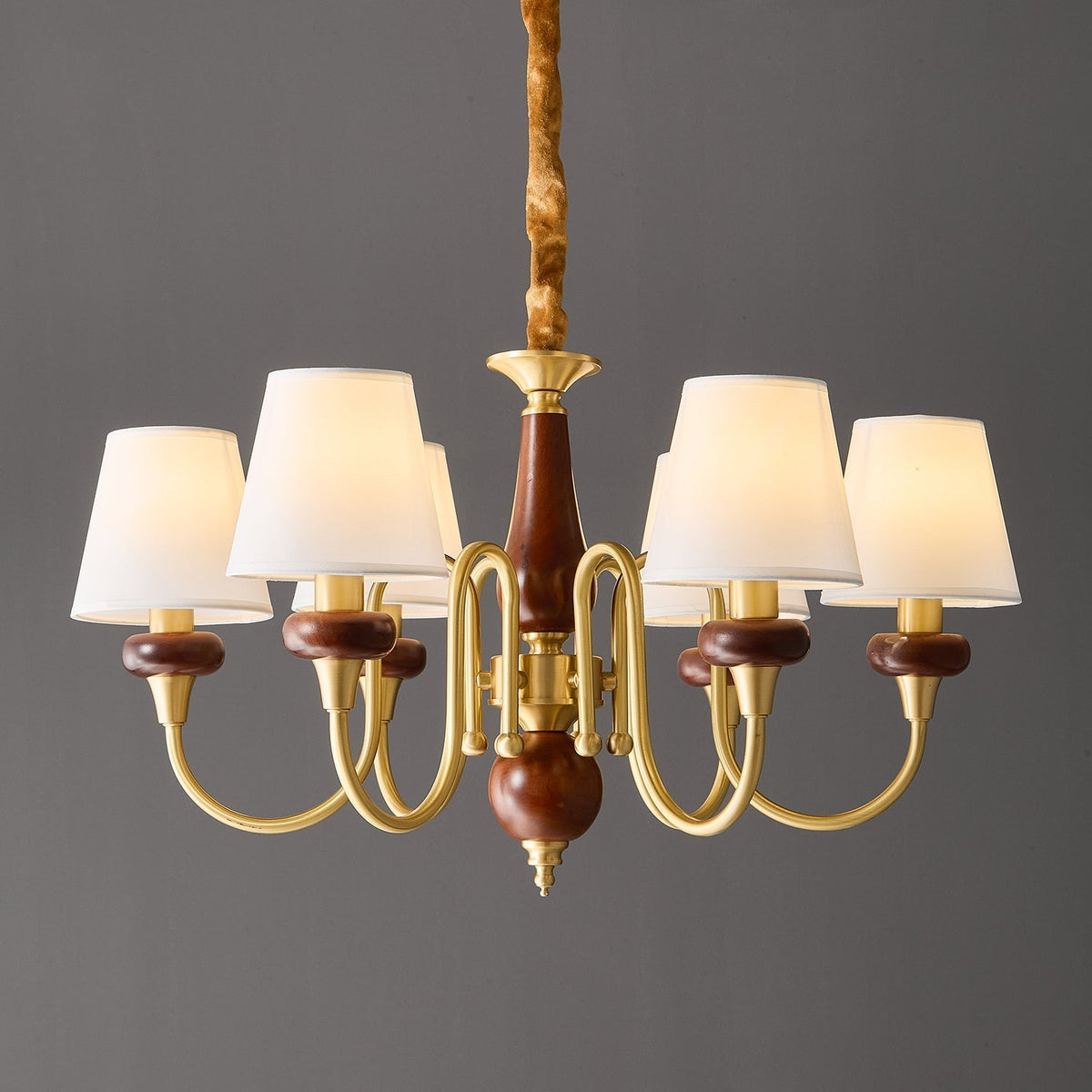 Zovena Kronleuchter Classic Elegance Vintage Stoff Holz