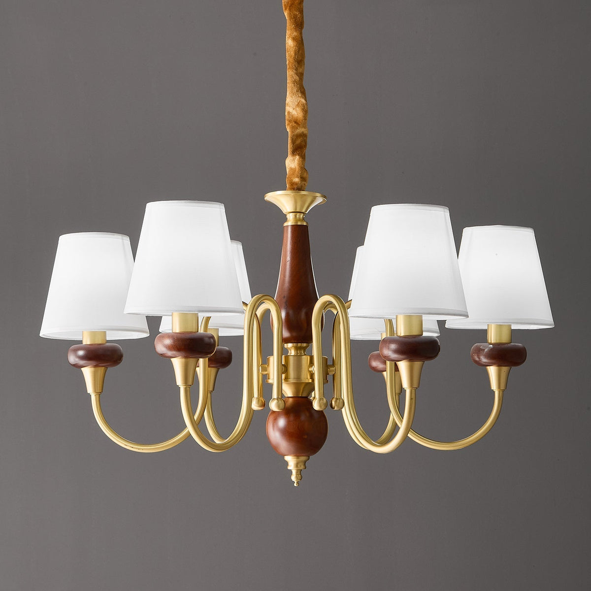 Zovena Kronleuchter Classic Elegance Vintage Stoff Holz