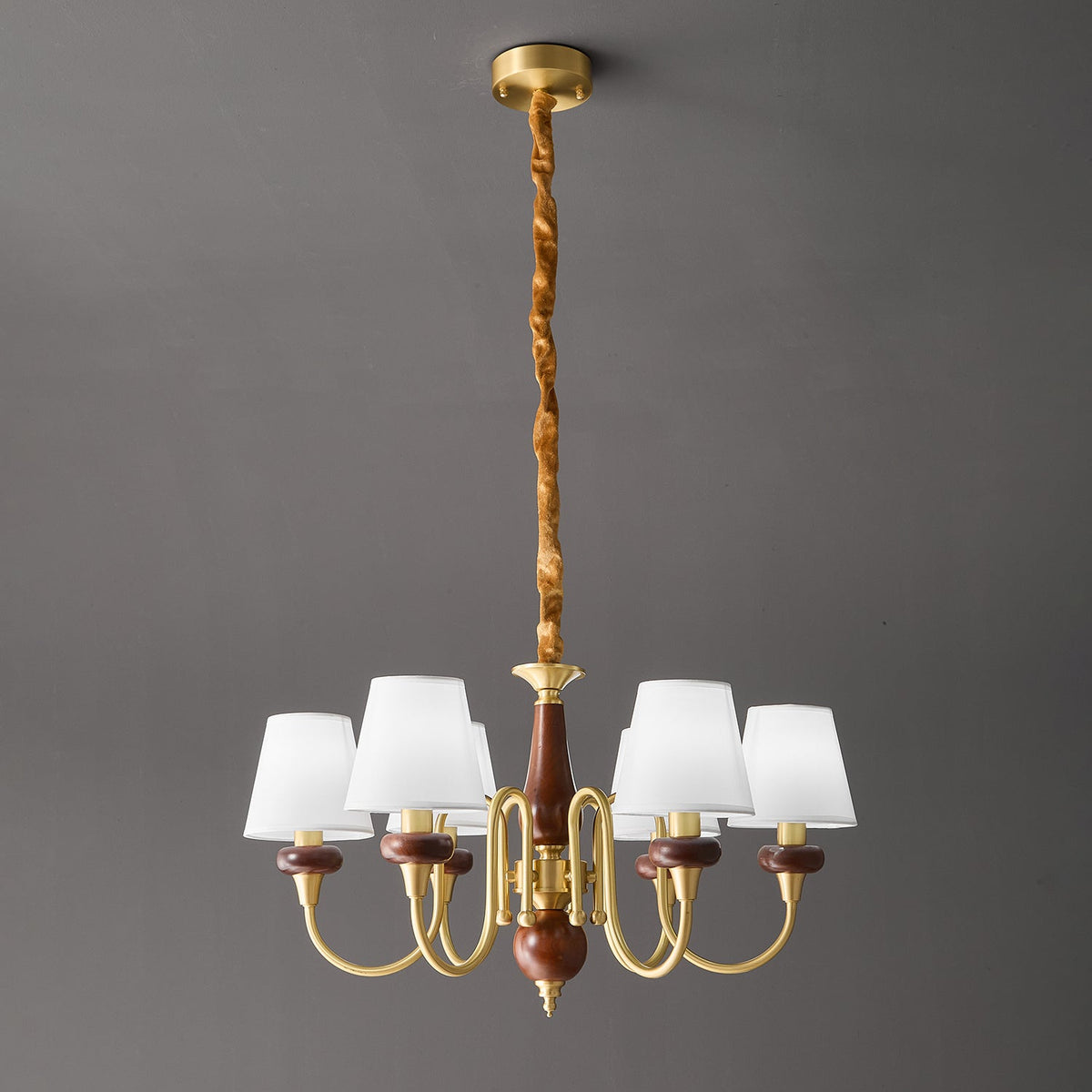 Zovena Kronleuchter Classic Elegance Vintage Stoff Holz