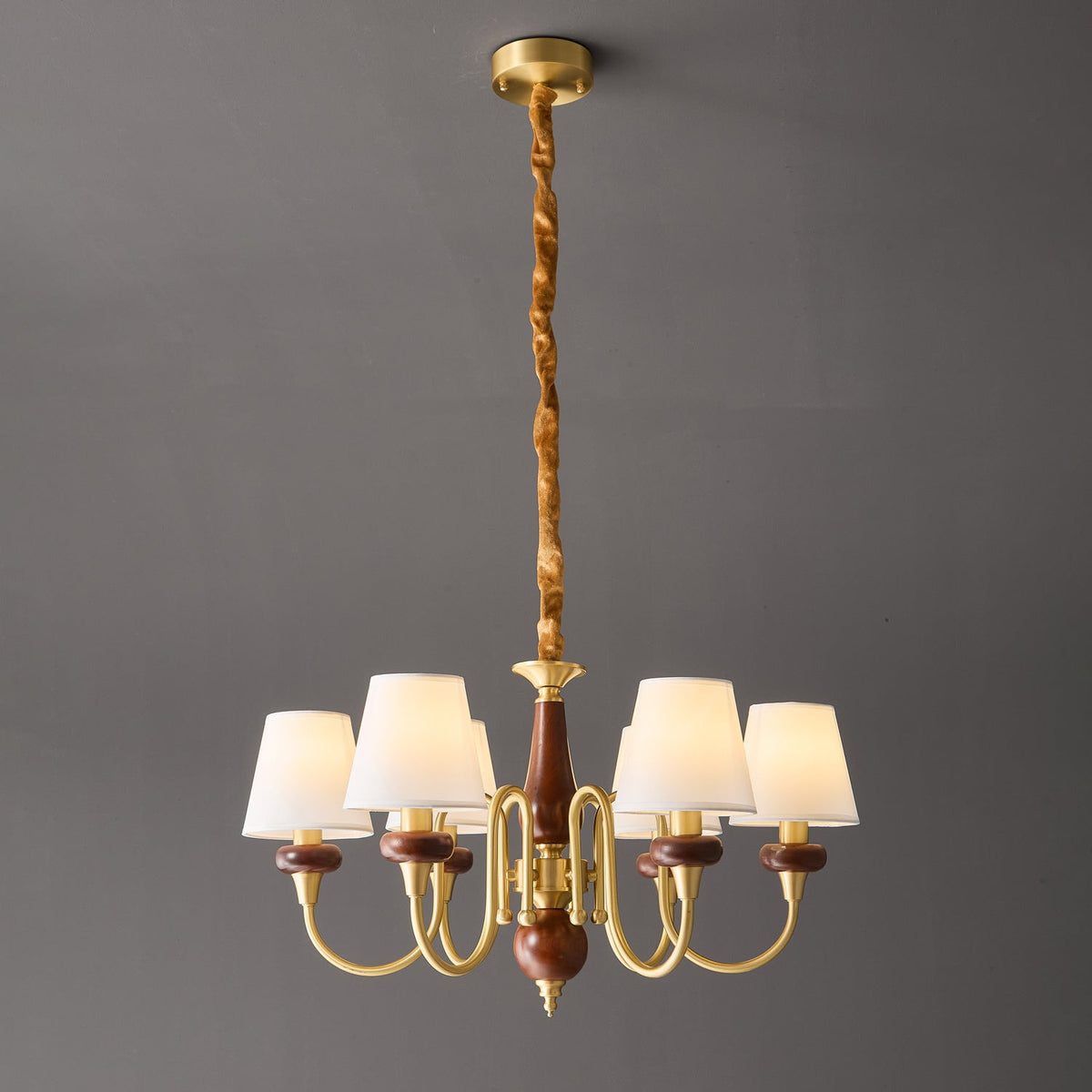 Zovena Kronleuchter Classic Elegance Vintage Stoff Holz