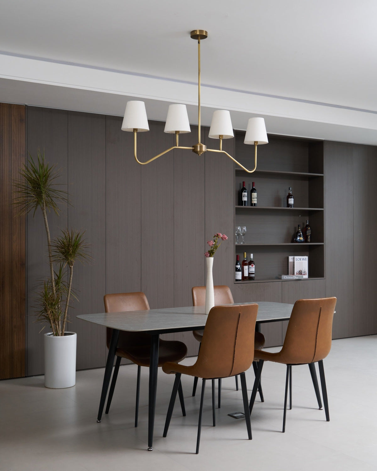 Oriinissa Kronleuchter Messing gebogen Beige linear